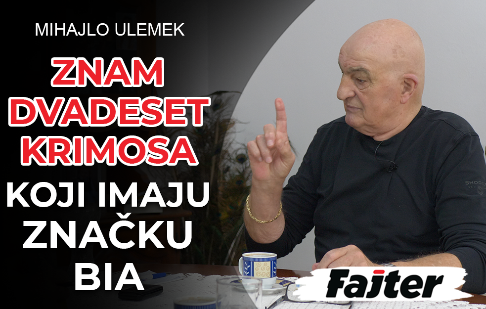 MIHAJLO ULEMEK: ZNAM DVADESET KRIMINALACA KOJI IMAJU ZNAČKU BIA